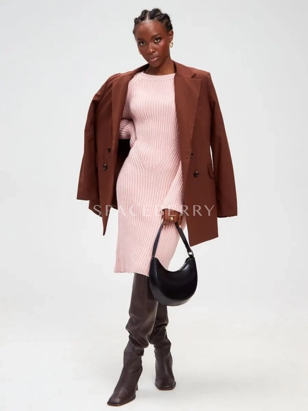 Женское теплое вечернее вязаное платье